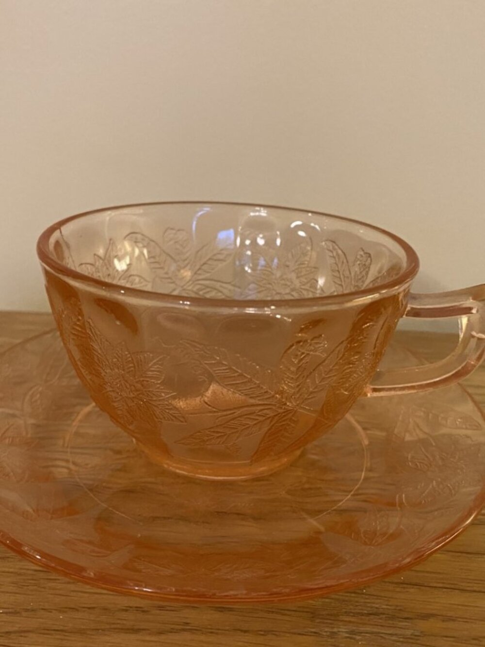 Pink Depression Cup and Saucer